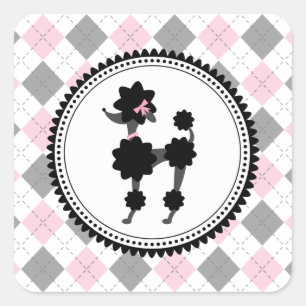 Sticker en Jacquard rose et gris