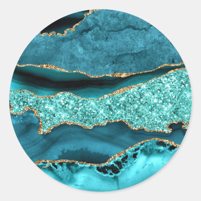 Sticker en marbre bleu turquoise Parties scintilla (Devant)