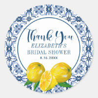 Sticker en Mariage citron bleu italien carrelage