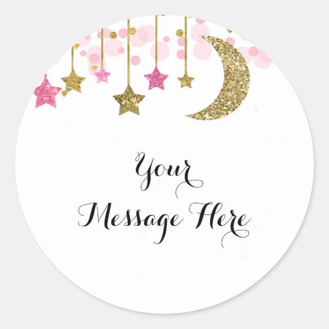 Sticker en Merci à scintillement rose or (Devant)