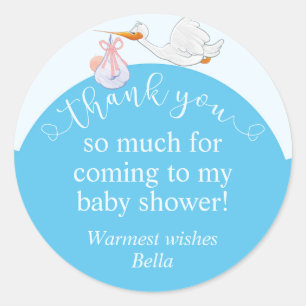 Sticker en Merci Baby shower bleu