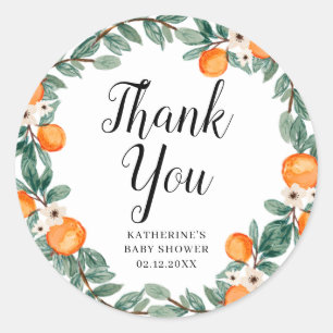 Sticker en Merci Baby shower double Oranges