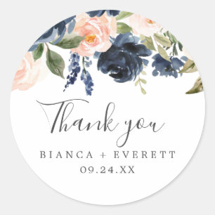Sticker en Merci blanc Blush & Navy