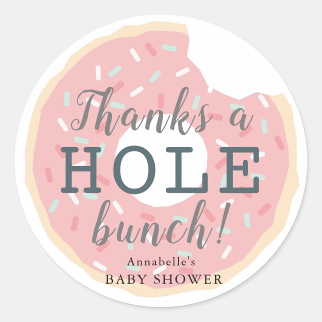 Sticker en Merci de Baby shower de Donut rose (Devant)