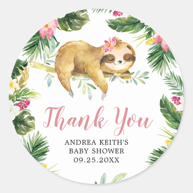 Sticker en Merci de Baby shower pour fentes tropic (Devant)