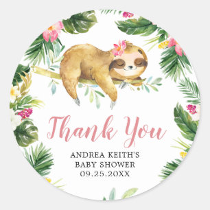 Sticker en Merci de Baby shower pour fentes tropic
