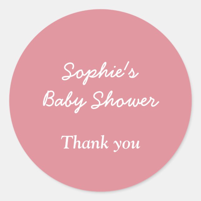 Sticker en Merci de Baby shower rose (Devant)
