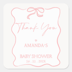 Sticker en Merci de Baby shower rose moderne pour
