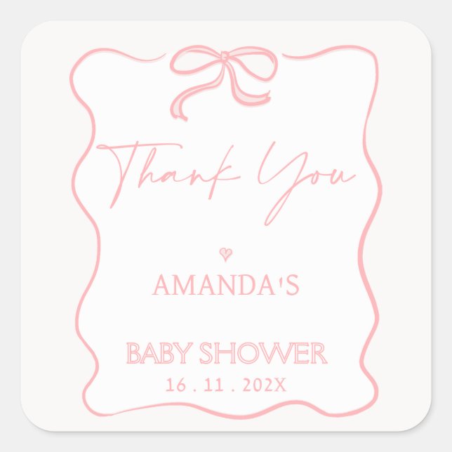 Sticker en Merci de Baby shower rose moderne pour  (Devant)
