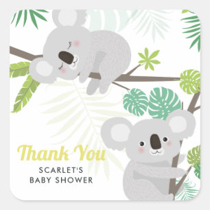 Sticker en Merci de Baby shower Tropical Aloha Koa
