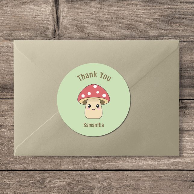 Sticker en Merci de champignons mignons (Cute Mushroom Thank You Sticker)