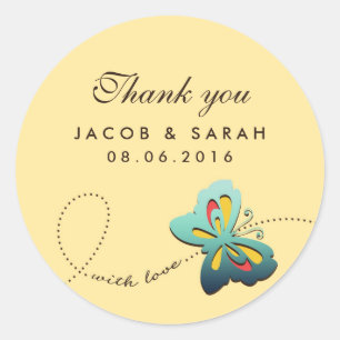 Sticker en Merci de Mariage de papillon jaune