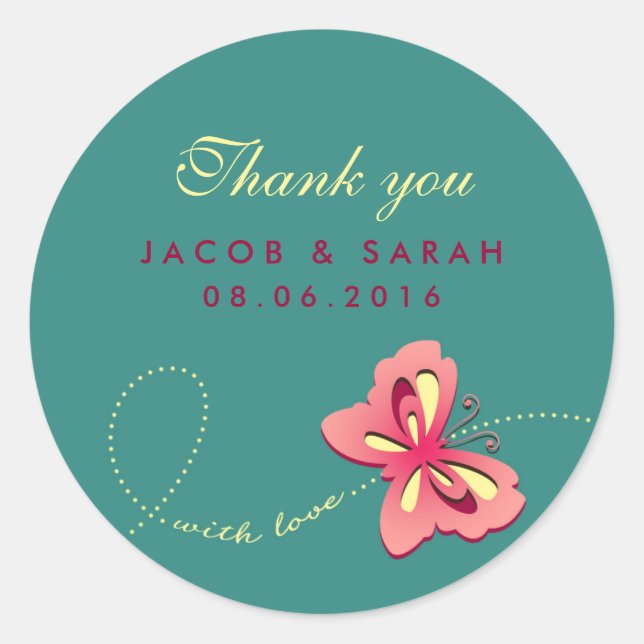 Sticker en Merci de Mariage turquoise pour permule (Devant)