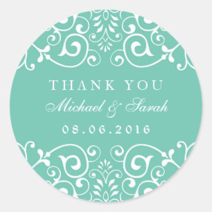 Sticker en Merci floral bleu turquoise