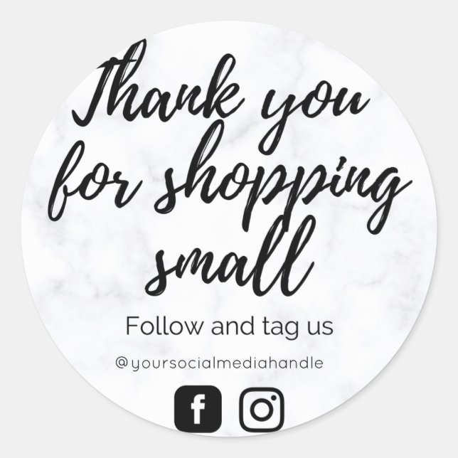 Sticker en Merci noir et Marbre blanc (Devant)