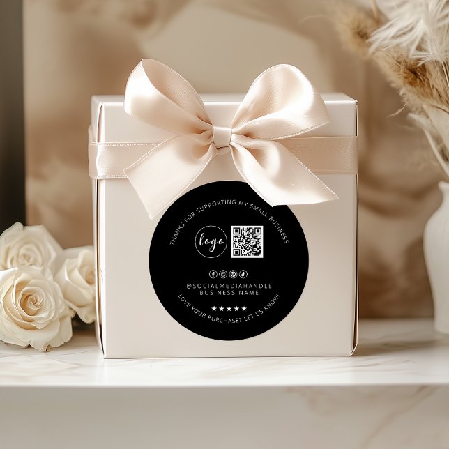 Sticker en Merci noir personnalisé minimaliste (Minimalist Custom Black Thank You Sticker)