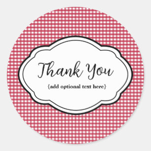 Sticker en Merci personnalisable En vichy rouge et