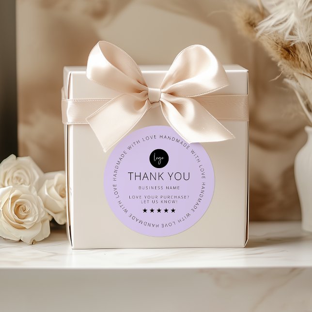 Sticker en Merci personnalisé violet avec logo (Purple Custom Thank You Sticker With Logo)