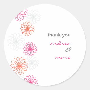 Sticker en Merci rond avec reflets floraux