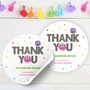 Sticker en Merci rose monstre