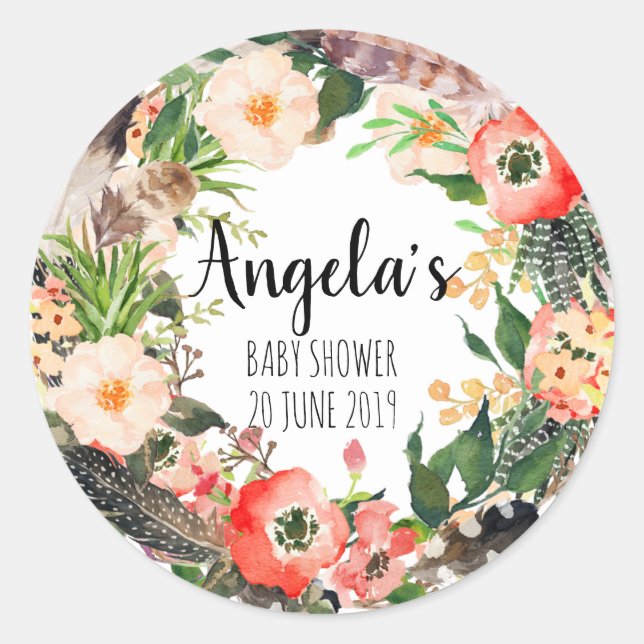 Sticker en Merci végétal à couronne fleurie (Devant)