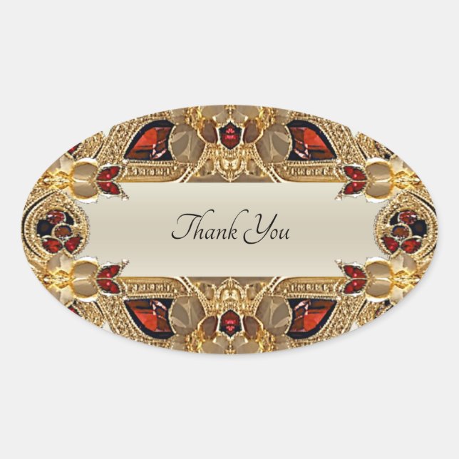 Sticker en pierre rouge à fleurs dorées (Devant)