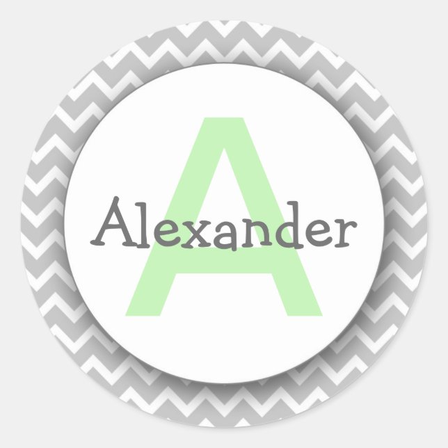 Sticker en plaque monographique Chevron gris menth (Devant)