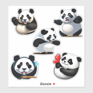 Sticker en Poses Panda Cute