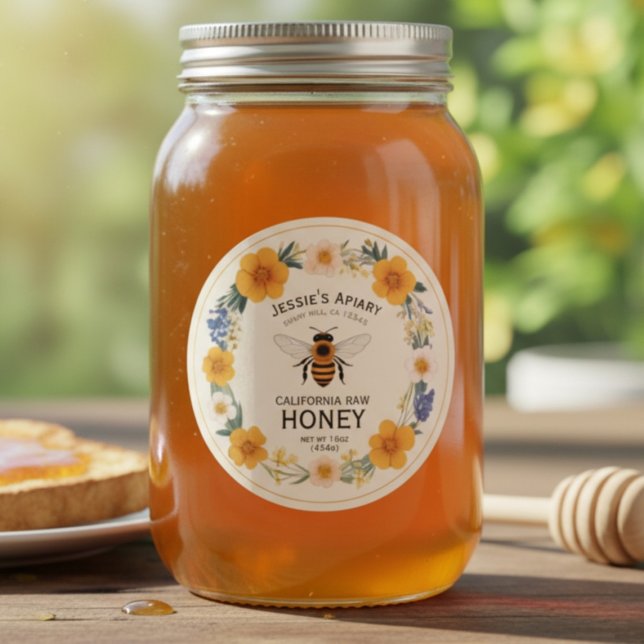 Sticker en pot de miel d'abeille Étiquette - Vomta (Personalized Customized Custom Honey Label Sticker for Homemade Home Beekeeper Apriary Beekeeping)