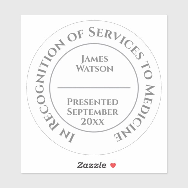 Sticker En reconnaissance des services rendus à la médecin (Feuille)