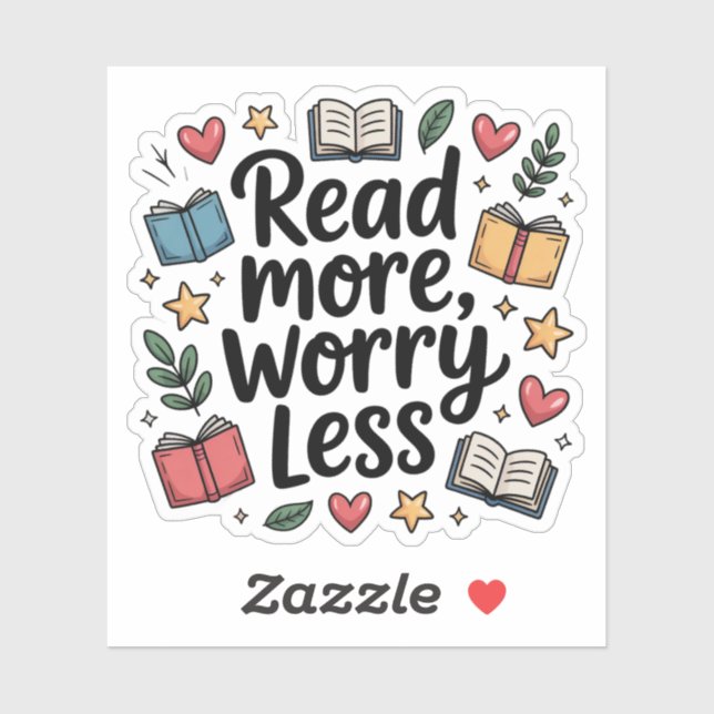 Sticker En Savoir Plus Inquiète Moins Doodle Book Lover (Feuille)