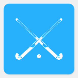 Sticker en silhouette de hockey sur gazon bleu
