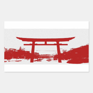 Sticker en silhouette de la porte rouge Torii
