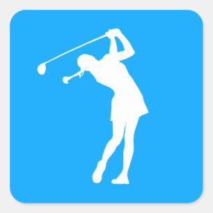 Sticker en silhouette Lady Golfer Bleu