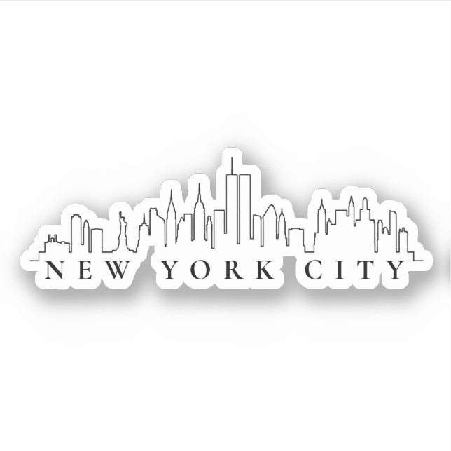 Sticker en silhouette noire et blanche de New York (Devant)