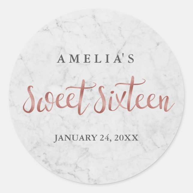 Sticker en Sweet sixteen d'or Rose Marble Faux (Devant)