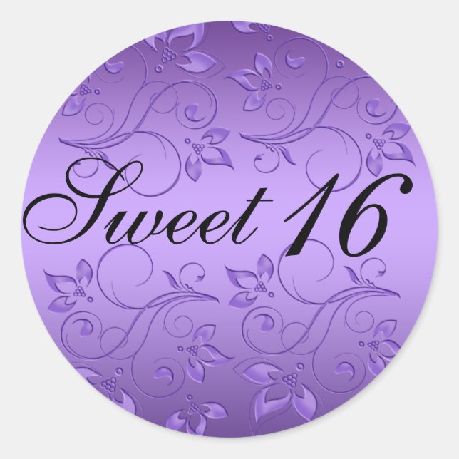 Sticker en Sweet sixteen floral violet et noir (Devant)