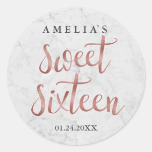 Sticker en Sweet sixteen or Rose Marbre blanc Faux