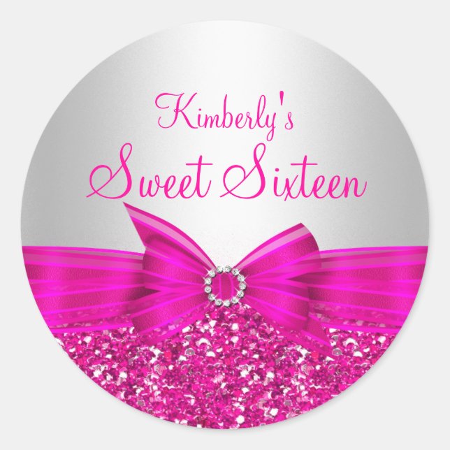 Sticker en Sweet sixteen Parties scintillant rose  (Devant)