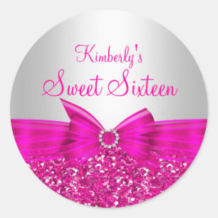 Sticker en Sweet sixteen Parties scintillant rose