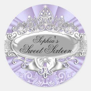 Sticker en Sweet sixteen pourpre Tiara & Damask