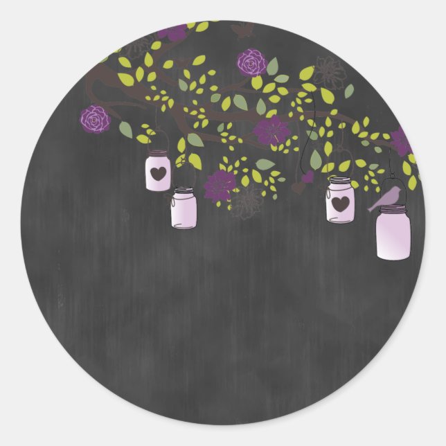 Sticker en tableau avec bocaux en mason violet (Devant)