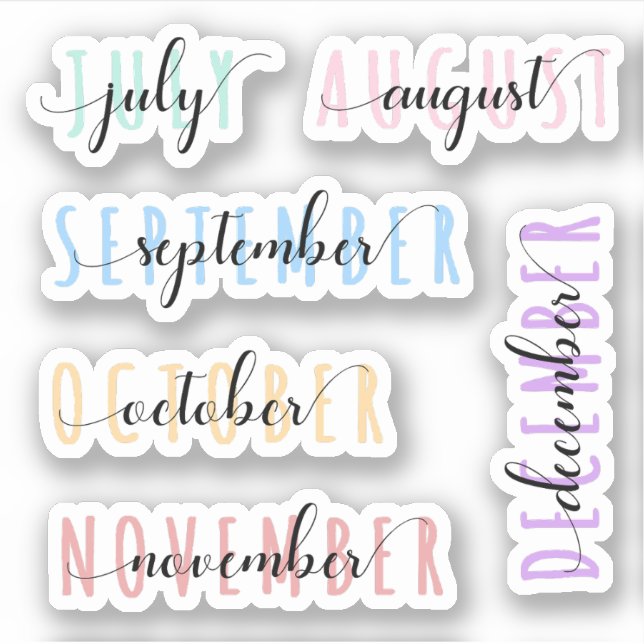 Sticker En-têtes de nom de mois superposés 2e semestre (ju (Devant)