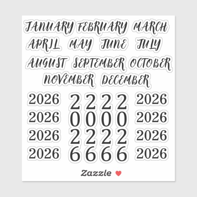 Sticker En-têtes Mois 2026 Année Bullet Journal Planner (Feuille)