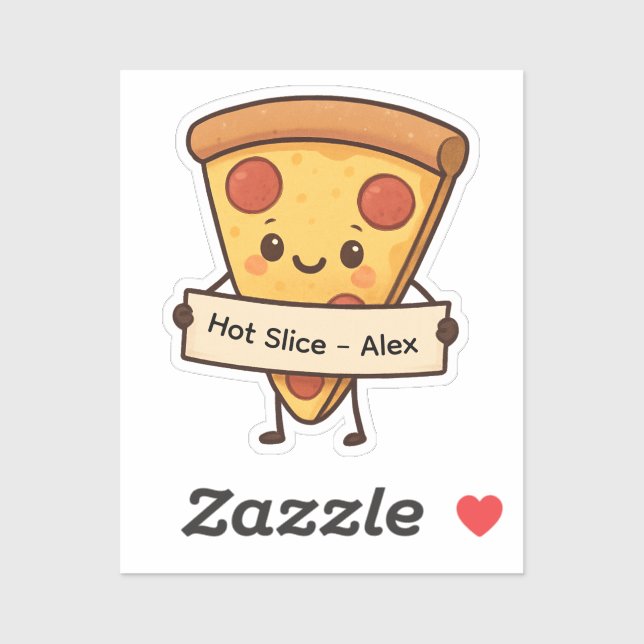 Sticker en tranche de pizza Cute personnalisée - P (Feuille)