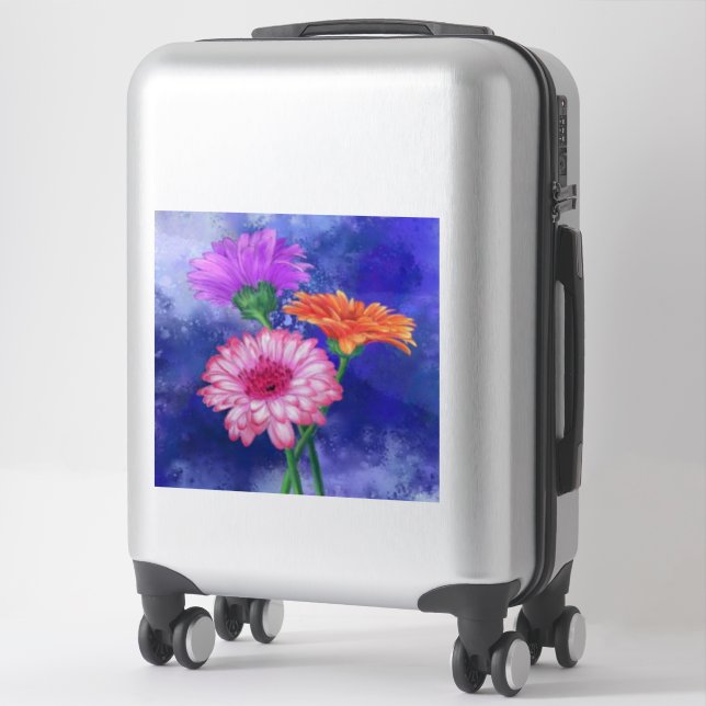 Sticker en trois couleurs Gerberas - Peinture (Sur valise)