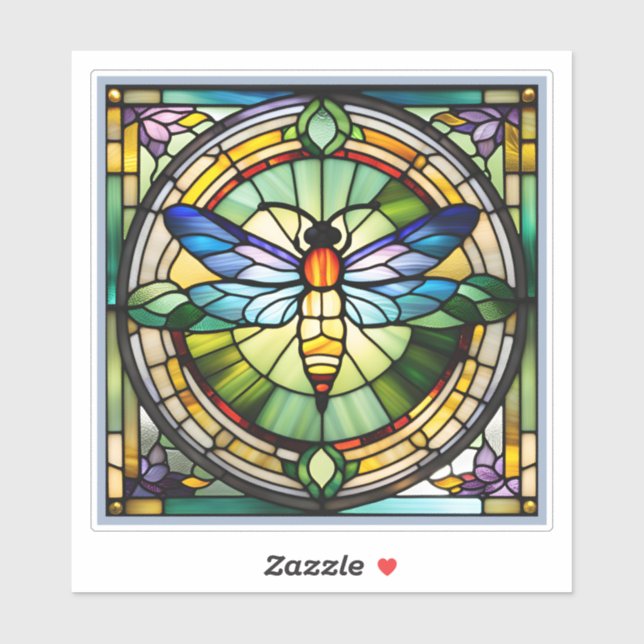 Sticker en verre à collier de libellule (Feuille)