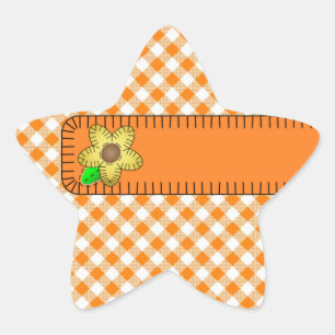 Sticker En vichy étoile Arrière - plan à fleurs