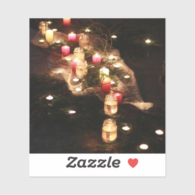 Sticker en vinyle à la lueur des bougies rustique  (Feuille)