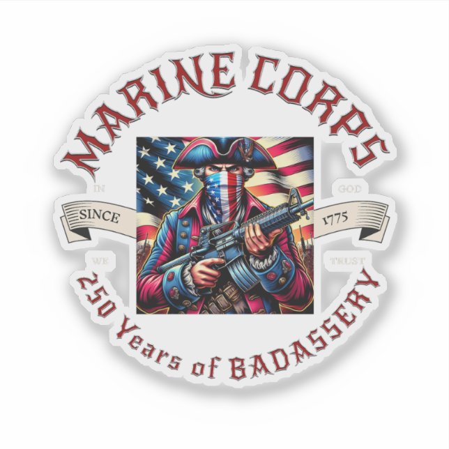 Sticker en vinyle Badassery USMC (Devant)